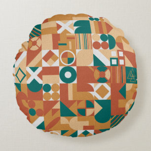 Abstract geometric pattern. Multicolor Figures. Te Round Pillow