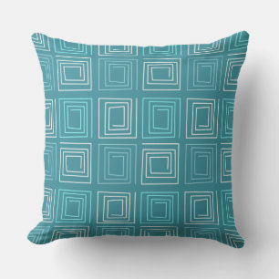 abstract geometric pattern of light blue retro outdoor pillow