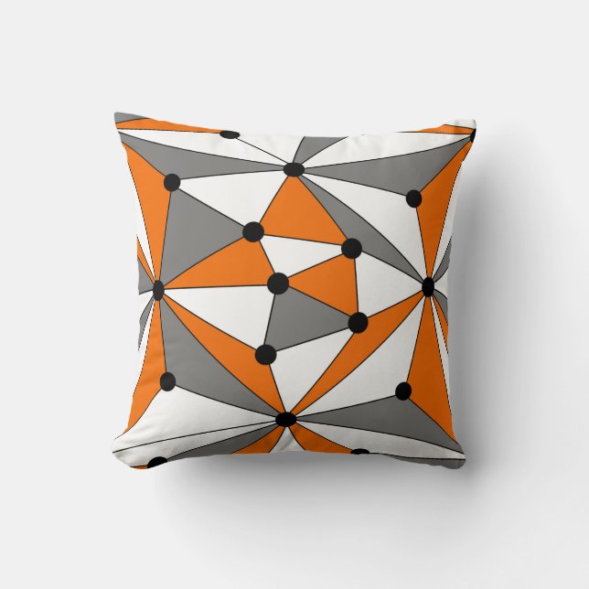 Abstract geometric pattern - orange and grey. throw pillow (Front)
