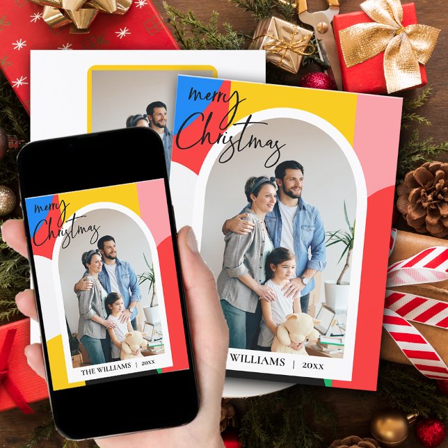 Abstract Geometric Pattern Photo Merry Christmas Holiday Card (Abstract Geometric Pattern Photo Merry Christmas Holiday Card)