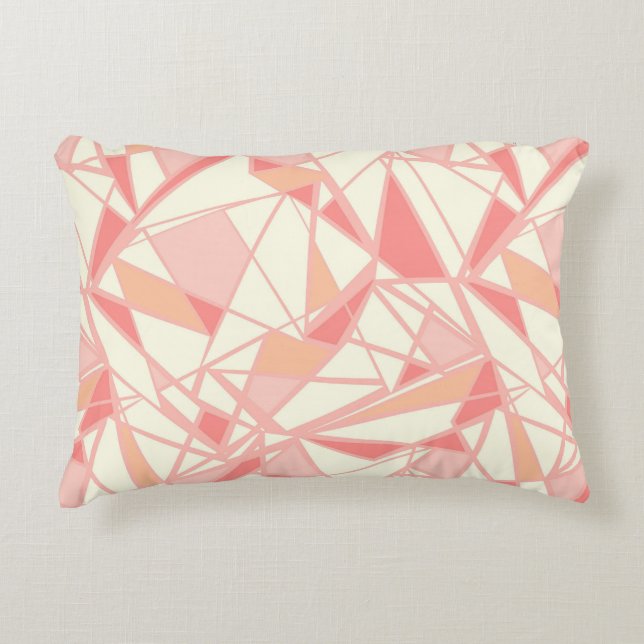 Abstract geometric pattern pink beige accent pillow (Front)