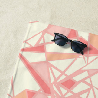 Abstract geometric pattern pink beige beach towel