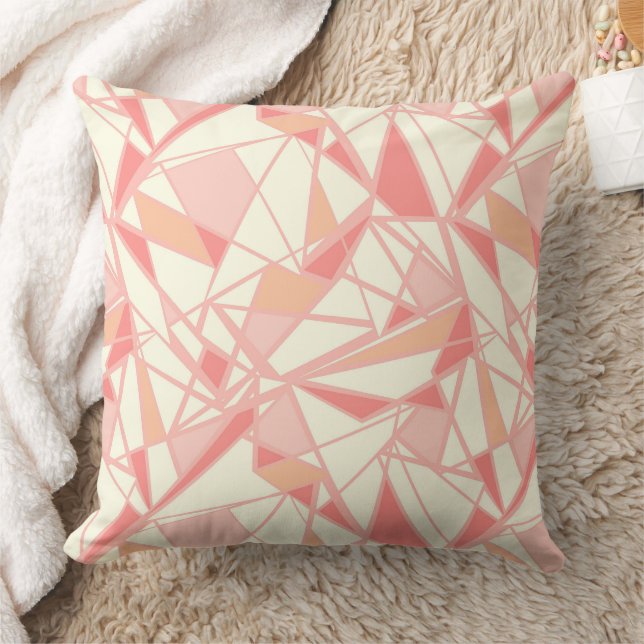 Abstract geometric pattern pink beige throw pillow (Blanket)