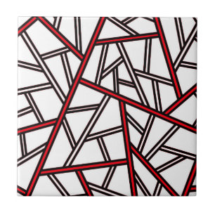 Abstract geometric pattern - red, black and white. tile