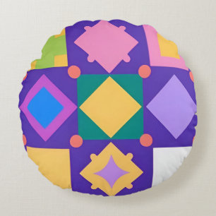 Abstract Geometric Pattern Round Pillow