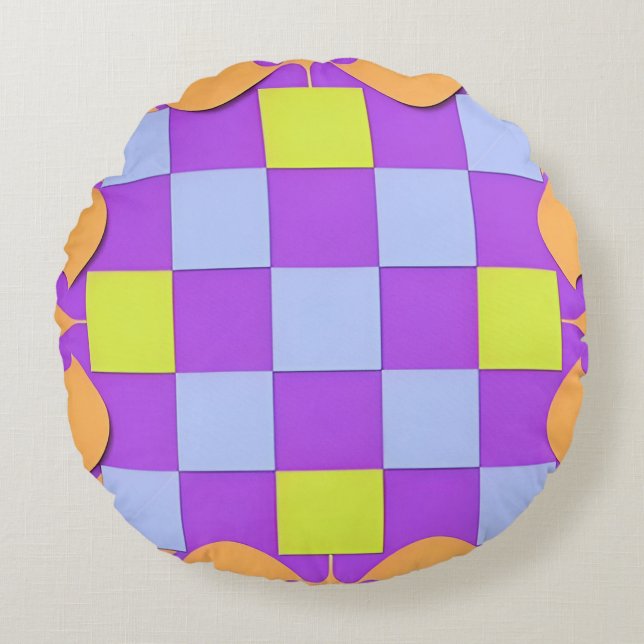 Abstract Geometric Pattern Round Pillow (Front)