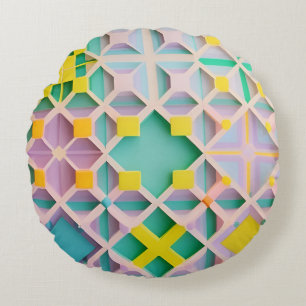Abstract Geometric Pattern Round Pillow
