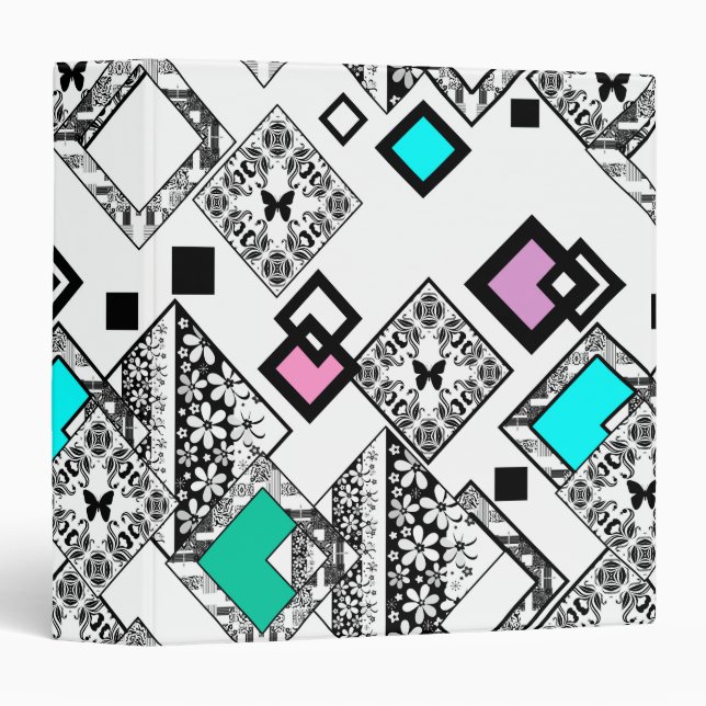 Abstract geometric pattern shapes rhombus ornament binder (Front/Spine)