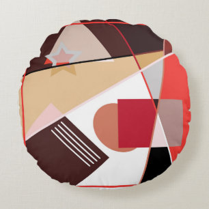 Abstract geometric pattern, silk scarf shawl desi round pillow