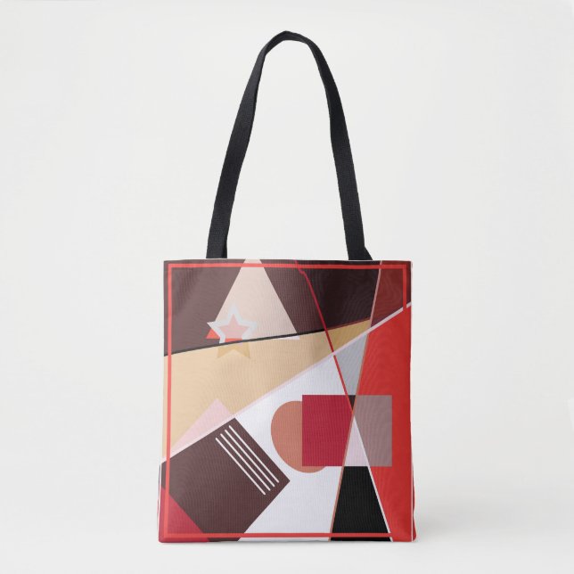 Abstract geometric pattern,  silk scarf shawl desi tote bag (Front)