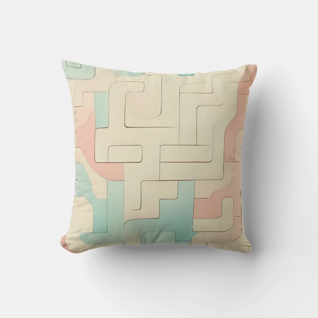Abstract Geometric Pattern - Soft Pastel Colors Throw Pillow (Front)