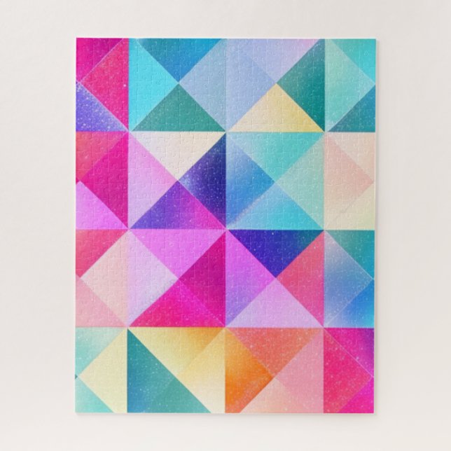 Abstract Geometric Pattern Square and Triangle Jigsaw Puzzle (Vertical)