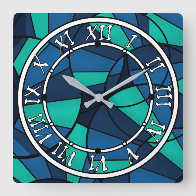 Abstract geometric pattern square wall clock (Front)