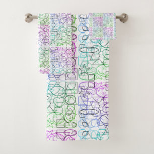 Abstract Geometric Pattern   Tiled and Filtered   Bath Towel Set