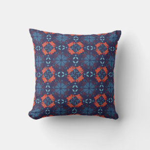Abstract geometric pattern with alternating red throw pillow