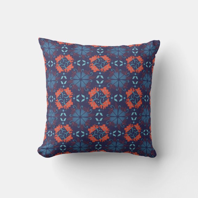 Abstract geometric pattern with alternating red  throw pillow (Front)