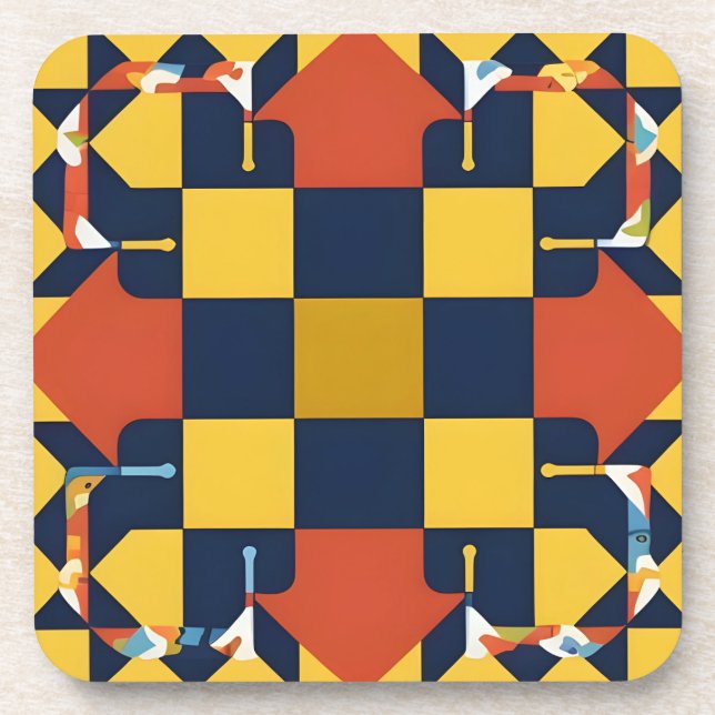 Abstract Geometric Pattern with Arrows Coaster (Front)