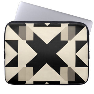 Abstract Geometric Pattern with Contrasting Black Laptop Sleeve