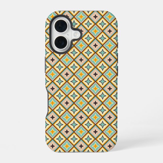 Abstract geometric pattern with diamond shapes iPhone 16 case (Back)