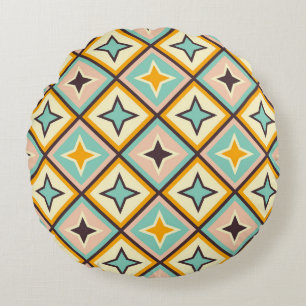 Abstract geometric pattern with diamond shapes round pillow