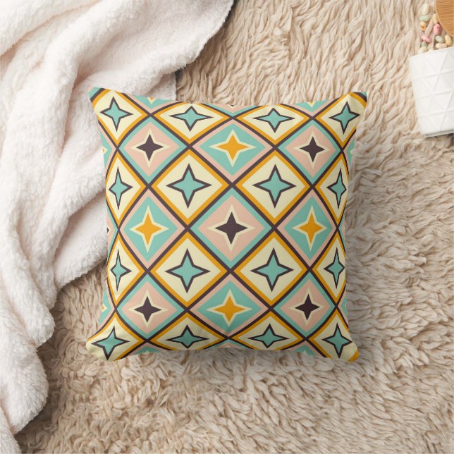 Abstract geometric pattern with diamond shapes throw pillow (Blanket)