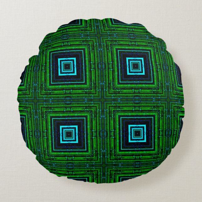 Abstract geometric pattern with kaleidoscope abstr round pillow (Front)