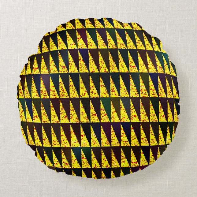 Abstract geometric pattern with triangles round pillow (Front)