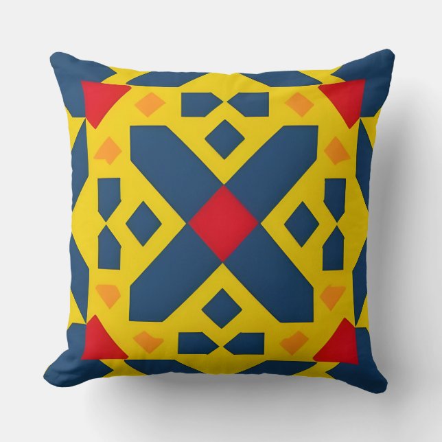 Abstract Geometric Pattern with Vibrant Colours Throw Pillow (Front)