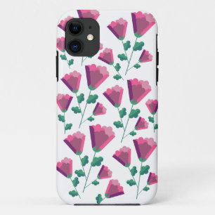 Abstract Geometric Pink Flowers iPhone 11 Case