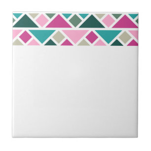 Abstract geometric pink fuchsia turquoise tile