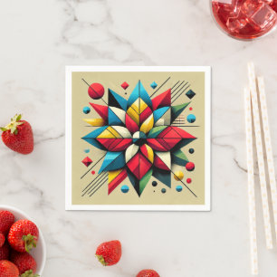 Abstract Geometric Pop Art Poinsettia Découpage Napkin