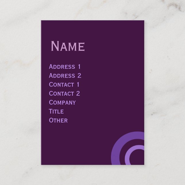ABSTRACT GEOMETRIC PURPLE GREY CIRCLES BUSINESS CARD (Front)