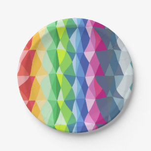 Abstract Geometric Rainbow Prism Shapes Pattern Paper Plate