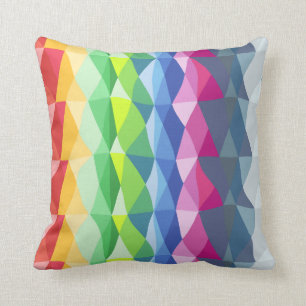Abstract Geometric Rainbow Prism Shapes Pattern Throw Pillow