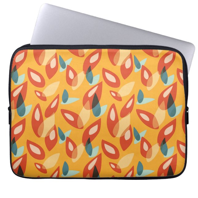 Abstract Geometric Retro Pattern In Yellow Orange Laptop Sleeve (Front)