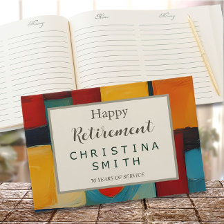 Abstract Geometric Retro Playful Retirement Party Guest Book