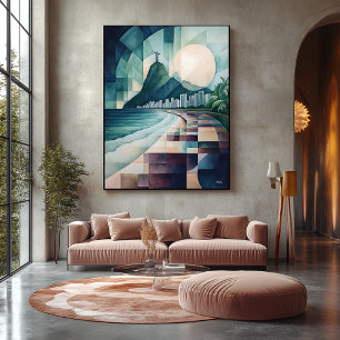 Abstract Geometric Rio de Janeiro Skyline Canvas Print