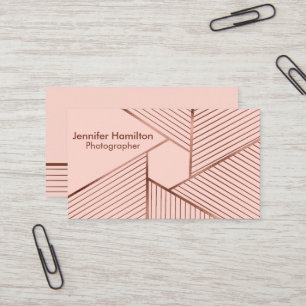 Abstract Geometric Rose Gold Foil Photographer Business Card