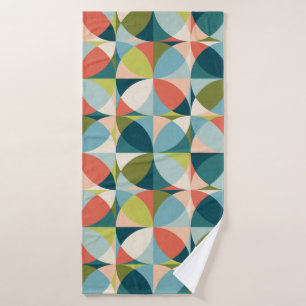 Abstract geometric seamless pattern in mid-century bath towel