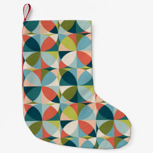 Abstract geometric seamless pattern in mid-century small christmas stocking