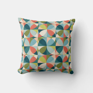 Abstract geometric seamless pattern in mid-century throw pillow
