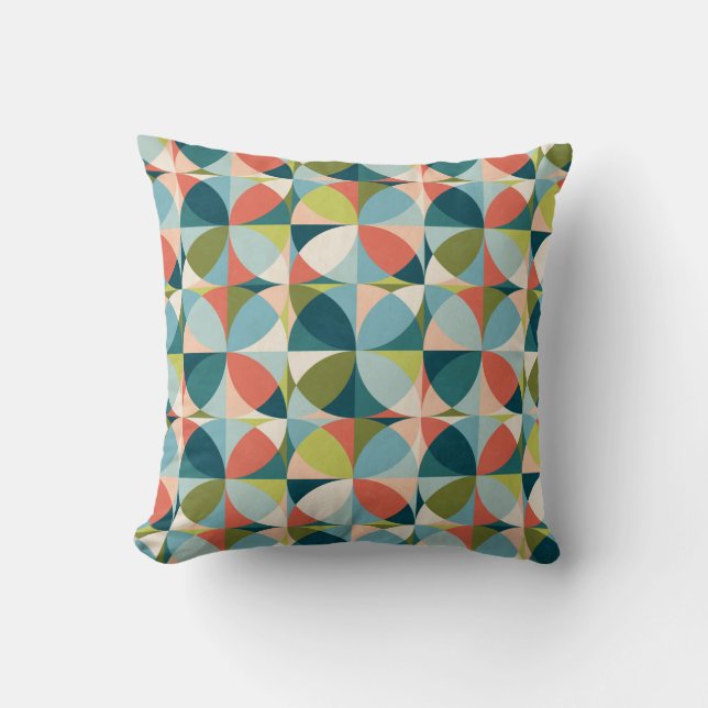 Abstract geometric seamless pattern in mid-century throw pillow (Front)