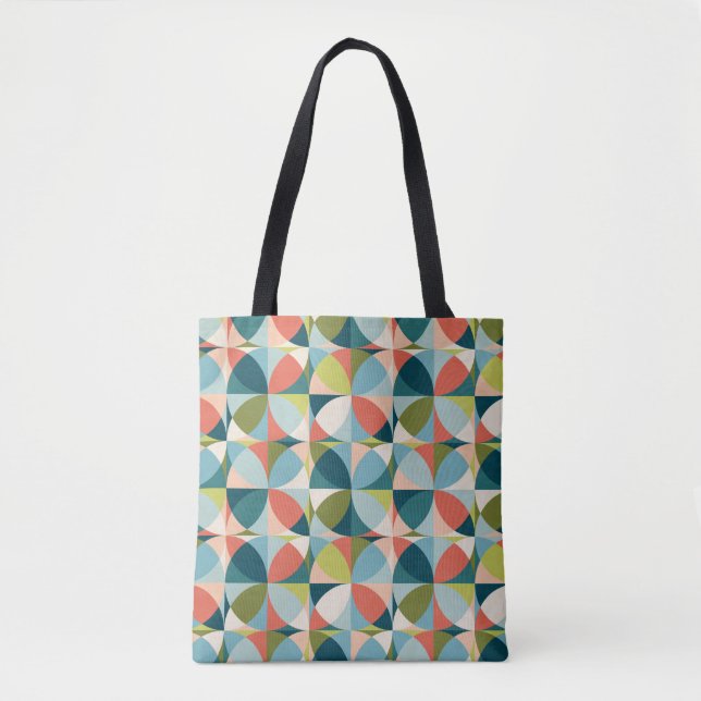 Abstract geometric seamless pattern in mid-century tote bag (Front)