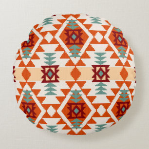 Abstract geometric seamless pattern,native america round pillow