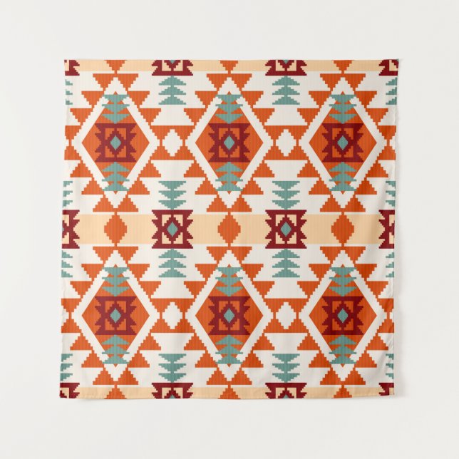 Abstract geometric seamless pattern,native america tapestry (Front)