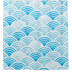 Abstract geometric seamless pattern with blue wate