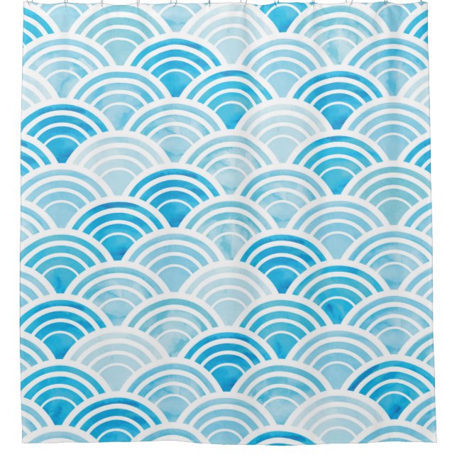 Abstract geometric seamless pattern with blue wate (Front)