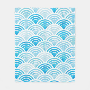 Abstract geometric seamless pattern with blue wate fleece blanket