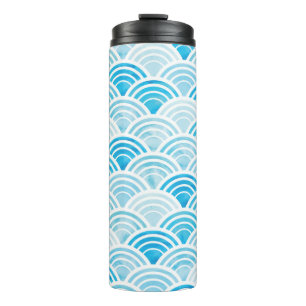Abstract geometric seamless pattern with blue wate thermal tumbler