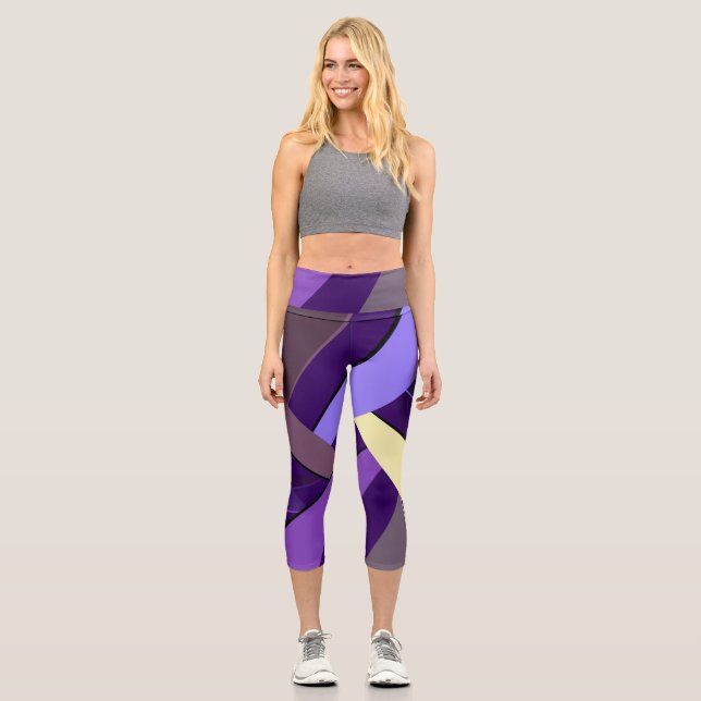Abstract Geometric Shape 5 Capri Leggings (Front)